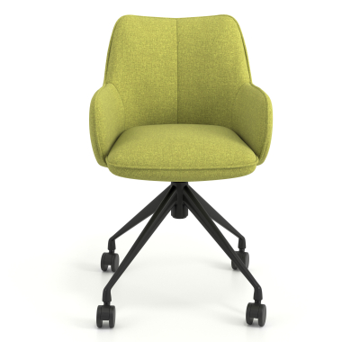 chaise de reunion noir vert giratoire avec roulettes tissu accoudoirs rembourres 4