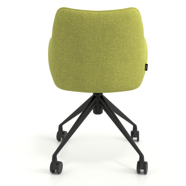 chaise de reunion noir vert giratoire avec roulettes tissu accoudoirs rembourres 6
