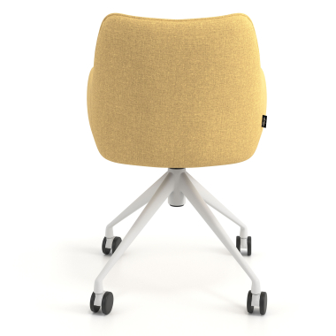 chaise de reunion blanc jaune giratoire avec roulettes tissu accoudoirs rembourres 6