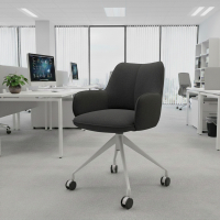Chaise de réunion à roulettes Nora, base en aluminium