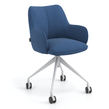 chaise de reunion blanc bleu giratoire avec roulettes tissu accoudoirs rembourres 1