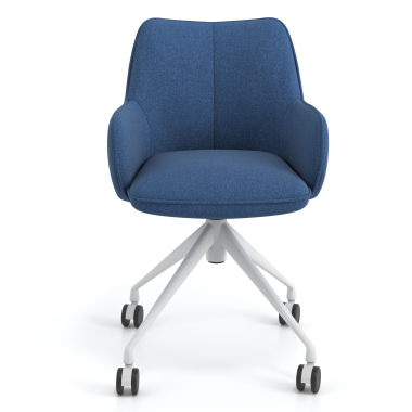 chaise de reunion blanc bleu giratoire avec roulettes tissu accoudoirs rembourres 4
