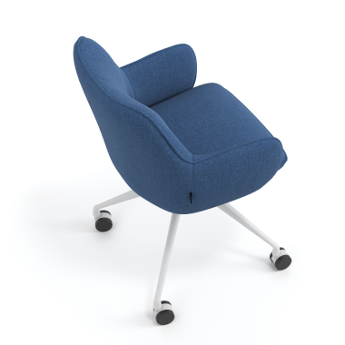 chaise de reunion blanc bleu giratoire avec roulettes tissu accoudoirs rembourres 7
