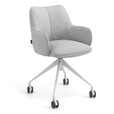 chaise de reunion blanc gris giratoire avec roulettes tissu accoudoirs rembourres 1