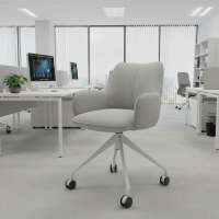 Chaise de réunion à roulettes Nora, base en aluminium
