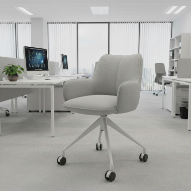chaise de reunion blanc gris giratoire avec roulettes tissu accoudoirs rembourres 2