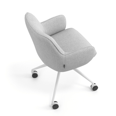 chaise de reunion blanc gris giratoire avec roulettes tissu accoudoirs rembourres 7