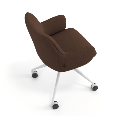 chaise de reunion blanc marron giratoire avec roulettes tissu accoudoirs rembourres 7