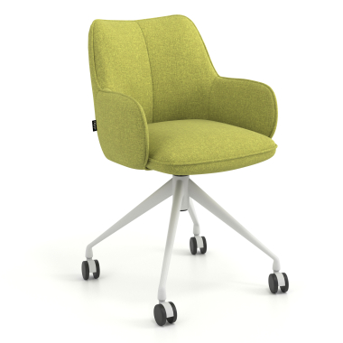 chaise de reunion blanc vert giratoire avec roulettes tissu accoudoirs rembourres 1