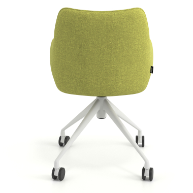 chaise de reunion blanc vert giratoire avec roulettes tissu accoudoirs rembourres 6