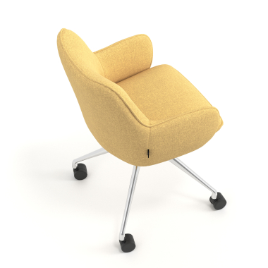chaise de reunion chromee jaune giratoire avec roulettes tissu accoudoirs rembourres 7