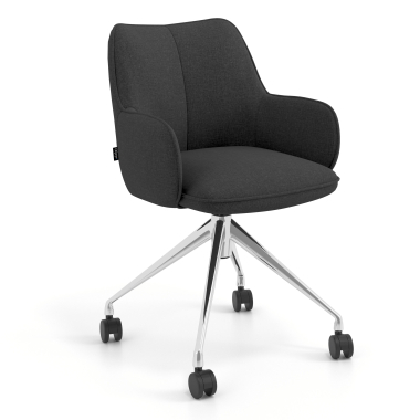 chaise de reunion chromee anthracite giratoire avec roulettes tissu accoudoirs rembourres 1