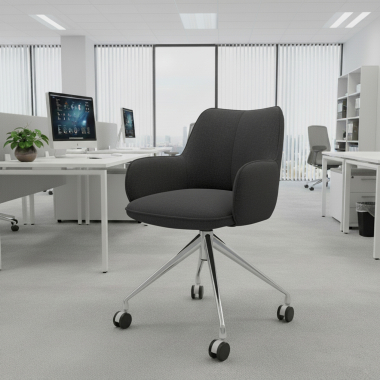 chaise de reunion chromee anthracite giratoire avec roulettes tissu accoudoirs rembourres 2