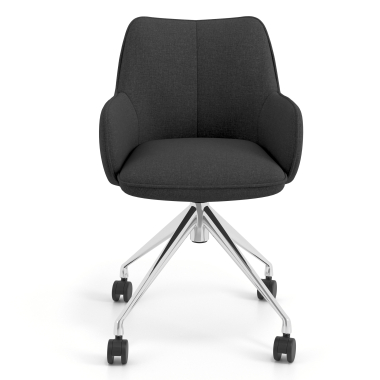 chaise de reunion chromee anthracite giratoire avec roulettes tissu accoudoirs rembourres 4