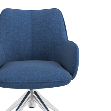 chaise de reunion chromee bleu giratoire avec roulettes tissu accoudoirs rembourres 5