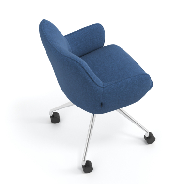 chaise de reunion chromee bleu giratoire avec roulettes tissu accoudoirs rembourres 7