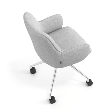 chaise de reunion chromee gris giratoire avec roulettes tissu accoudoirs rembourres 7