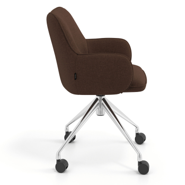 chaise de reunion chromee marron giratoire avec roulettes tissu accoudoirs rembourres 3