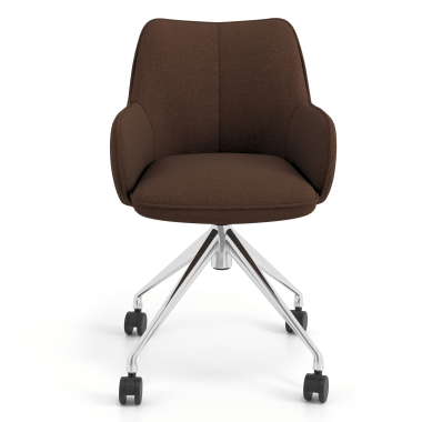 chaise de reunion chromee marron giratoire avec roulettes tissu accoudoirs rembourres 4