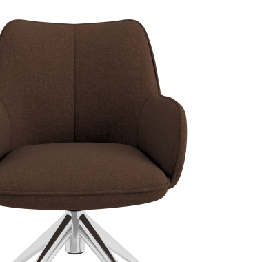 chaise de reunion chromee marron giratoire avec roulettes tissu accoudoirs rembourres 5