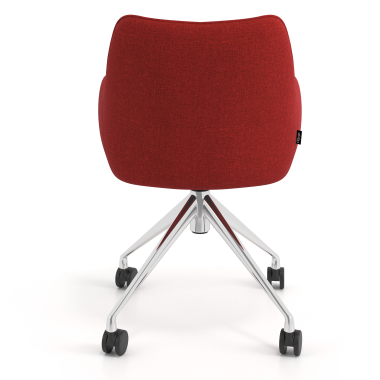 chaise de reunion chromee rouge giratoire avec roulettes tissu accoudoirs rembourres 6