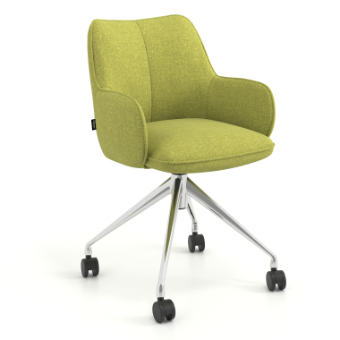 chaise de reunion chromee vert giratoire avec roulettes tissu accoudoirs rembourres 1