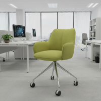 Chaise de réunion à roulettes Nora, base en aluminium