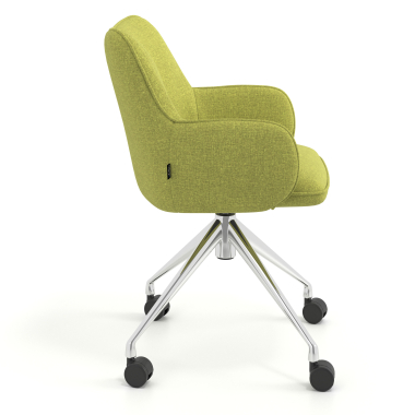 chaise de reunion chromee vert giratoire avec roulettes tissu accoudoirs rembourres 3