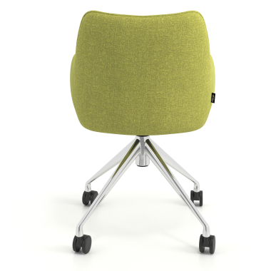 chaise de reunion chromee vert giratoire avec roulettes tissu accoudoirs rembourres 6
