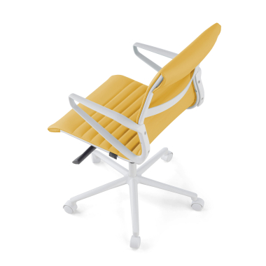 fauteuil de direction blanc jaune dossier bas structure blanche simil cuir accoudoirs fixes 8