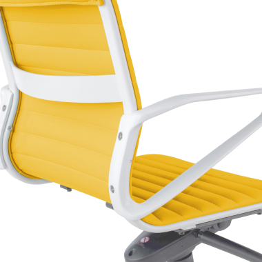 fauteuil de direction blanc jaune dossier bas structure blanche simil cuir accoudoirs fixes 10