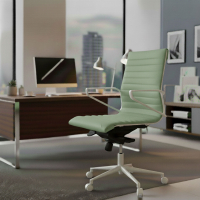 Fauteuil de bureau Design Cagliari, structure blanche, dossier bas, éco-cuir