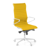 Fauteuil de bureau design Cagliari, structure blanche, dossier haut, éco-cuir