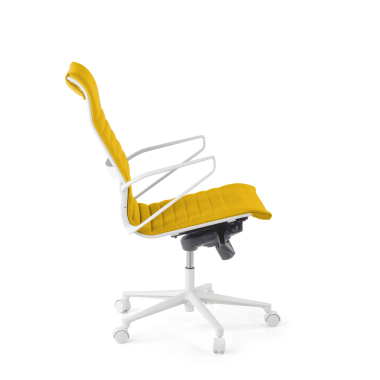 fauteuil de direction blanc jaune dossier haut structure blanche simil cuir accoudoirs fixes 5