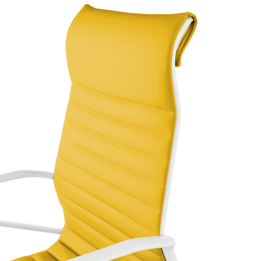 fauteuil de direction blanc jaune dossier haut structure blanche simil cuir accoudoirs fixes 9