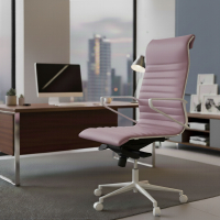 Fauteuil de bureau design Cagliari, structure blanche, dossier haut, éco-cuir