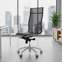 Fauteuil de bureau design Brenton en maille, dossier haut