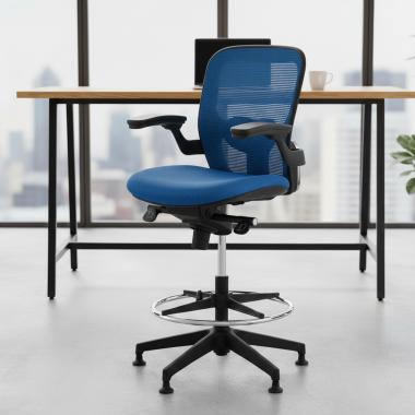 tabouret ergonomique bleu tabouret de bureau maille accoudoirs fixes 2