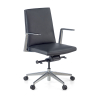 Fauteuil de bureau exécutif Manheim, dossier bas, cuir naturel, aluminium