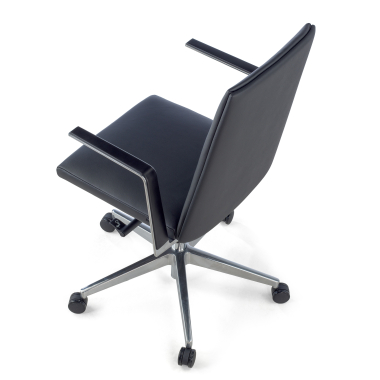 fauteuil de bureau noir dossier bas cuir authentique accoudoirs fixes 7