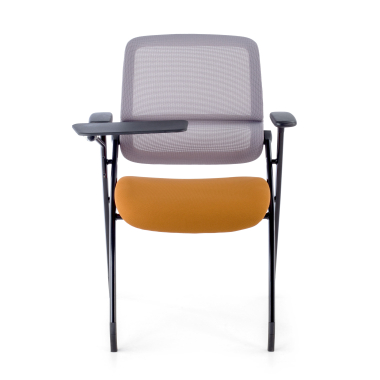 chaise avec tablette orange avec une palette d ecriture maille accoudoirs mobiles 6