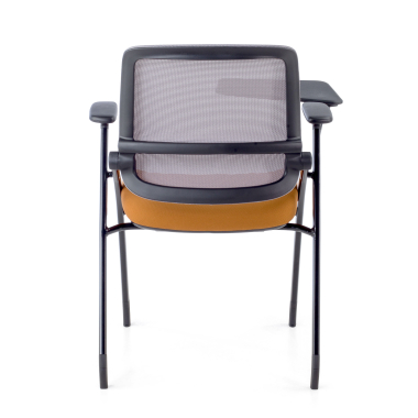 chaise avec tablette orange avec une palette d ecriture maille accoudoirs mobiles 9