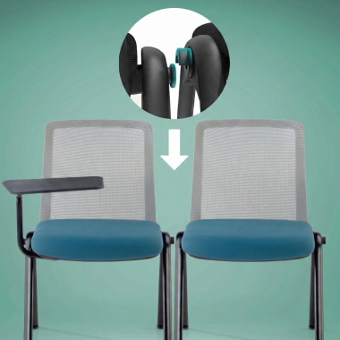 chaise avec tablette bleu support de bureau maille sans accoudoirs 4