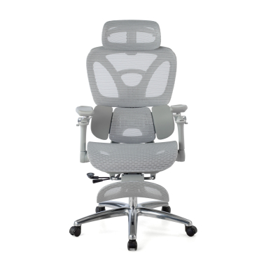 chaise ergonomique gris sense ultra maille accoudoirs reglables 4d soutien lombaire appui tete repose pieds extensible 7