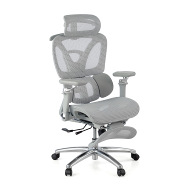 chaise ergonomique gris sense ultra maille accoudoirs reglables 4d soutien lombaire appui tete repose pieds extensible 1