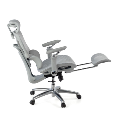 chaise ergonomique gris sense ultra maille accoudoirs reglables 4d soutien lombaire appui tete repose pieds extensible 8