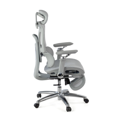 chaise ergonomique gris sense ultra maille accoudoirs reglables 4d soutien lombaire appui tete repose pieds extensible 9