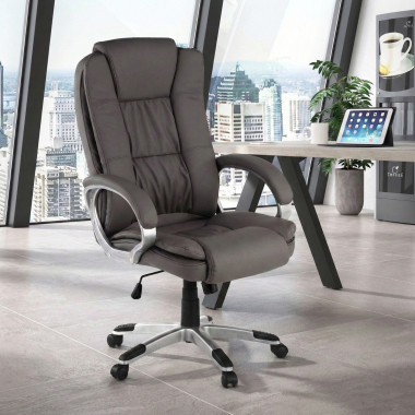 fauteuil de bureau gris baviere simil cuir accoudoirs rembourres 2