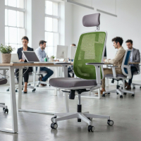 Chaise de bureau professionnelle Kaito blanche avec appuie-tête