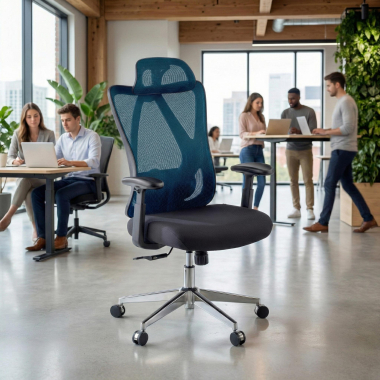 chaise ergonomique bleu matrix maille accoudoirs mobiles soutien lombaire appui tete 2